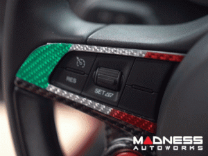 Alfa Romeo Giulia Steering Wheel Trim - Italian Theme - Std Model - Control Trim - Carbon Fiber - Pre '20 models - Feroce Carbon Alfa Romeo Giulia Steering Wheel Trim - Italian Theme - Std Model - Control Trim - Carbon Fiber - Pre '20 models - Feroce Carbon